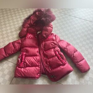 Authentic down moncler coat with fur hood